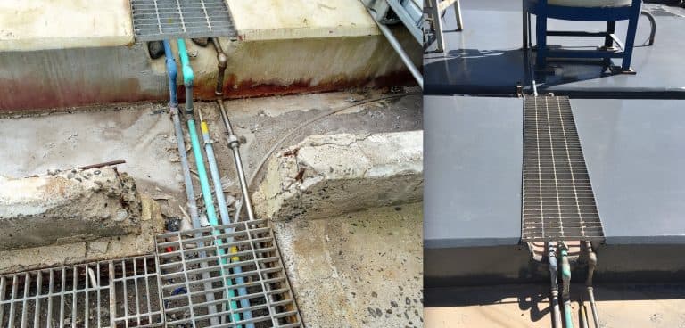 Pretiles de estanques con ácido sulfúrico de Enaex tratados con CHEMCLAD por ENECON